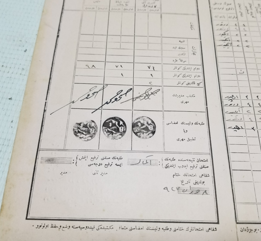 OSMANLICA YAZILI CUMHURİYET BAŞLARI OKUL KARNESİ