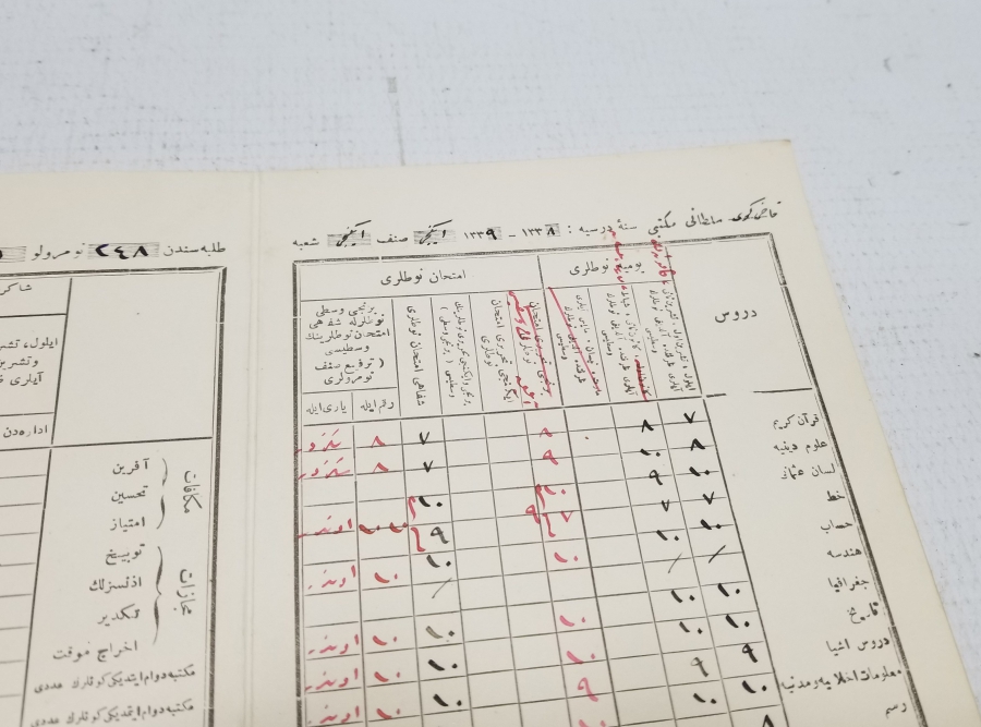 OSMANLI DÖNEMİ NADİR ÖĞRENCİ KARNESİ