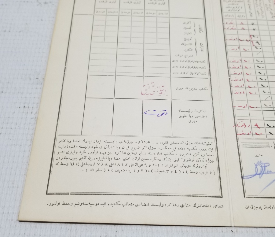 OSMANLI DÖNEMİ NADİR ÖĞRENCİ KARNESİ