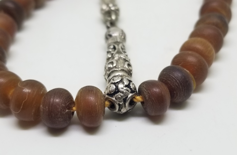 GÜMÜŞ İMAME VE PÜSKÜLLÜ OSMANLI DÖNEMİ EL YAPIMI BOYNUZ TESPİH