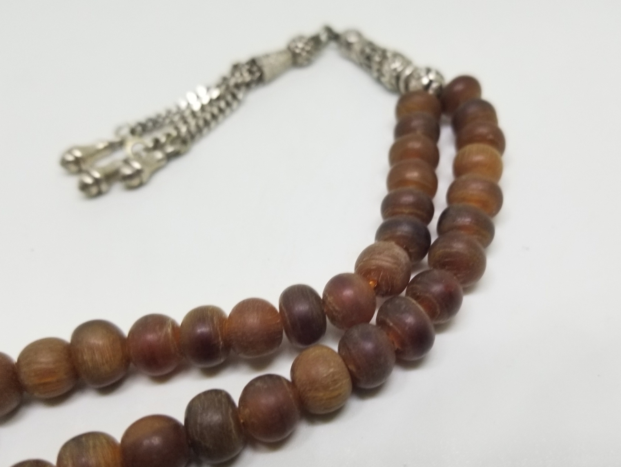 GÜMÜŞ İMAME VE PÜSKÜLLÜ OSMANLI DÖNEMİ EL YAPIMI BOYNUZ TESPİH