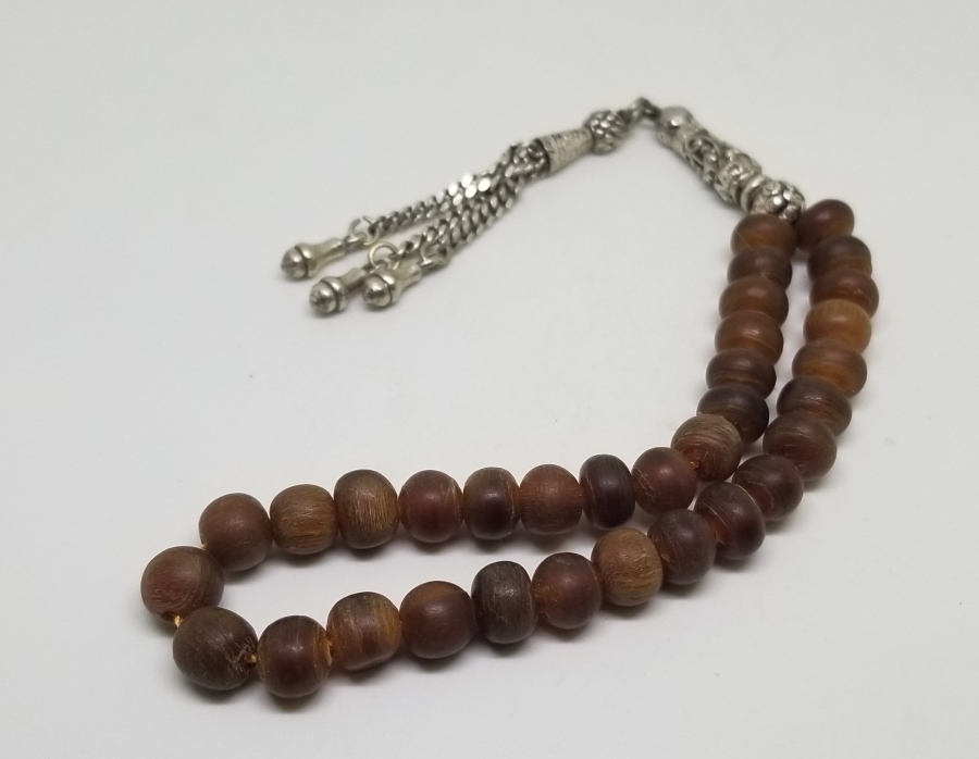 GÜMÜŞ İMAME VE PÜSKÜLLÜ OSMANLI DÖNEMİ EL YAPIMI BOYNUZ TESPİH