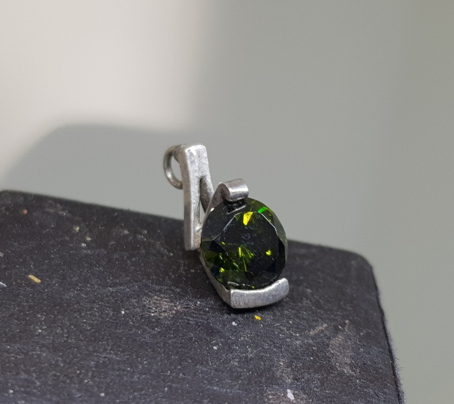 SİTRİN TAŞLI ÖZEL YAPIM GÜMÜŞ KOLYE