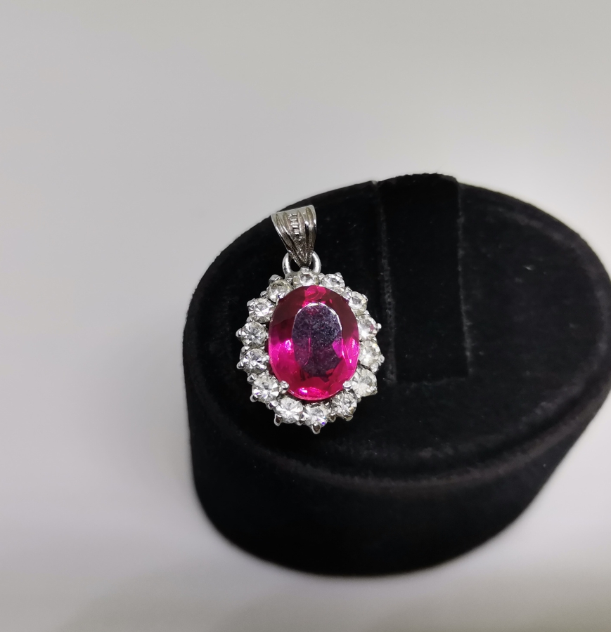 MARGAZİT VE YAKUT TAŞLI GÜMÜŞ KOLYE UCU