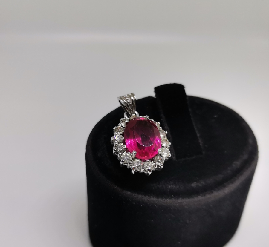 MARGAZİT VE YAKUT TAŞLI GÜMÜŞ KOLYE UCU