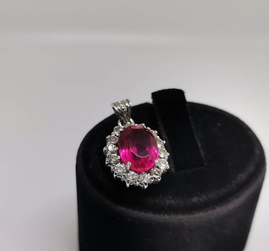 MARGAZİT VE YAKUT TAŞLI GÜMÜŞ KOLYE UCU