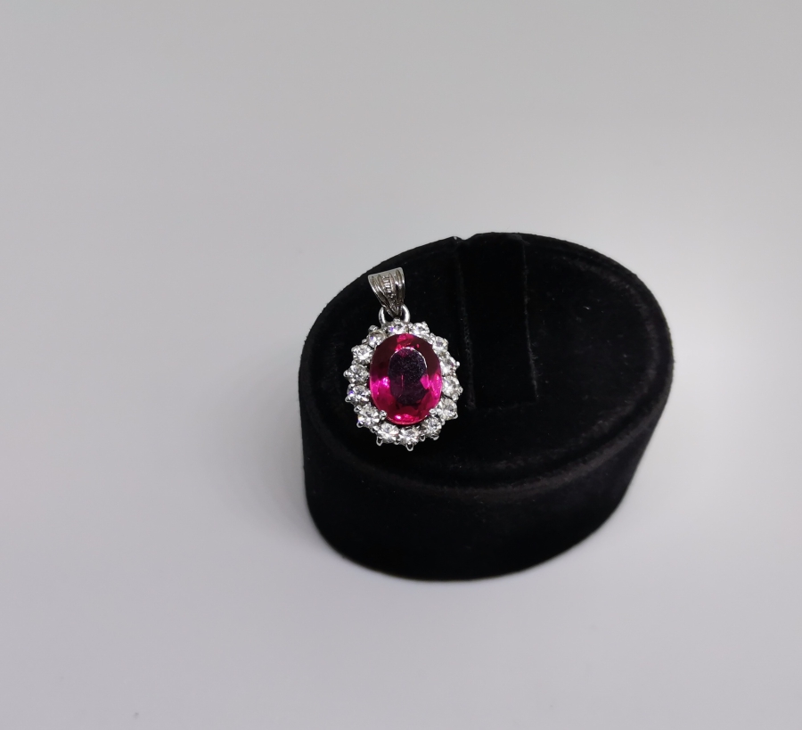 MARGAZİT VE YAKUT TAŞLI GÜMÜŞ KOLYE UCU