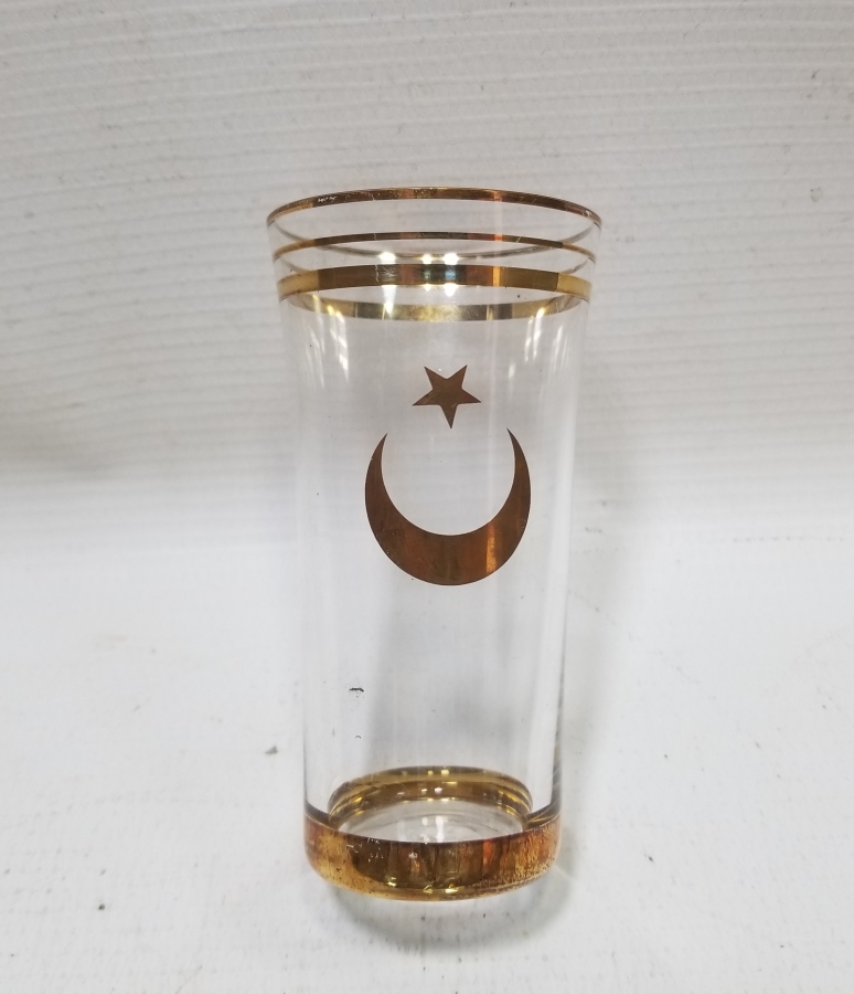 ÜZERİ AY YILDIZLI VE ALTIN VARAKLI NADİR RAKI BARDAĞI