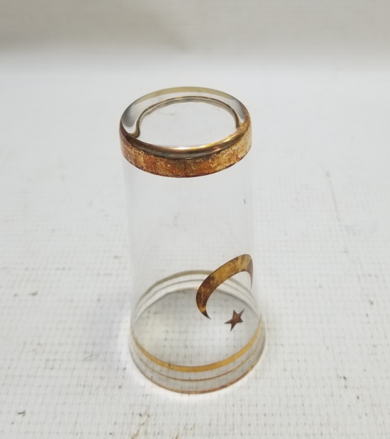 ÜZERİ AY YILDIZLI VE ALTIN VARAKLI NADİR RAKI BARDAĞI