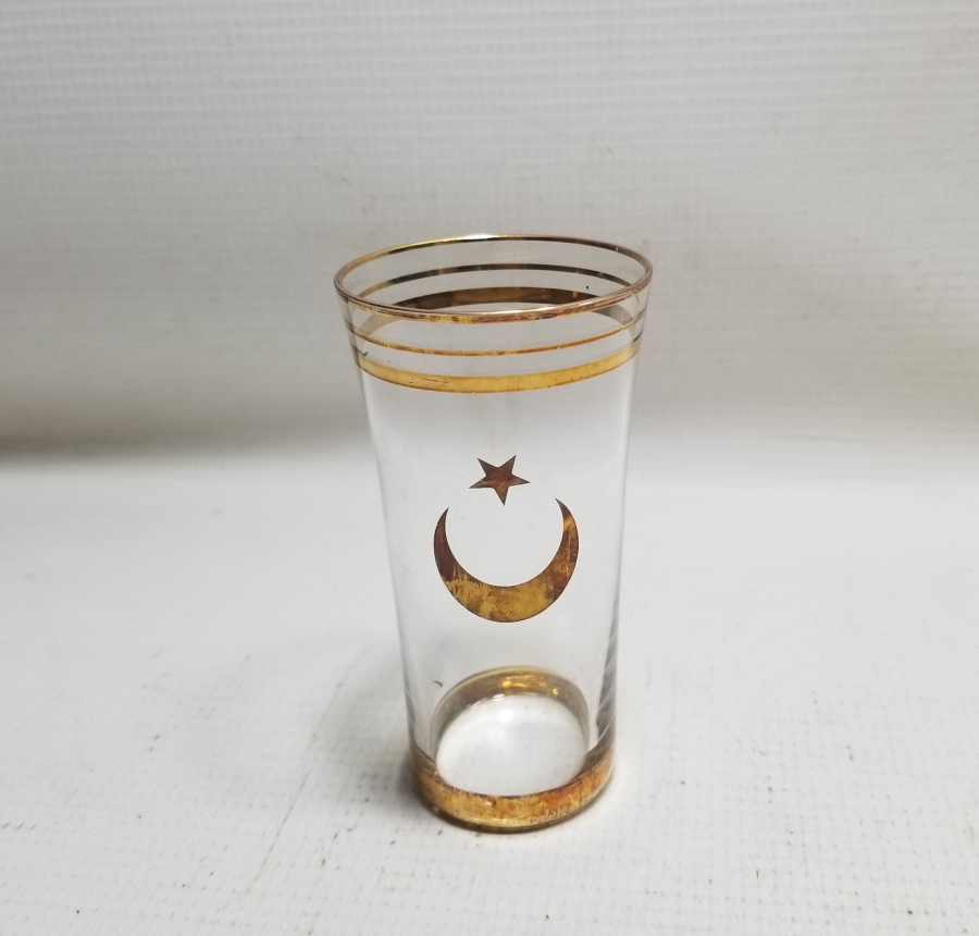 ÜZERİ AY YILDIZLI VE ALTIN VARAKLI NADİR RAKI BARDAĞI