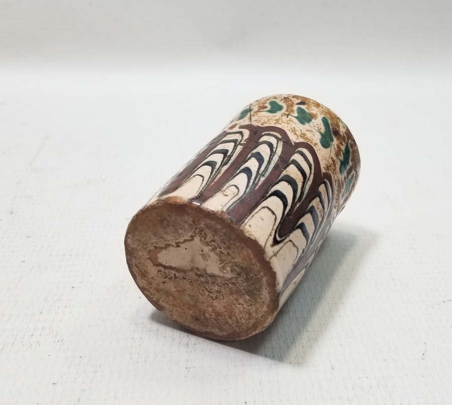 NADİR RENKTE ÜZERİ EBRULU OSMANLI DÖNEMİ KINIK BARDAK