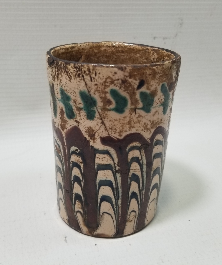 NADİR RENKTE ÜZERİ EBRULU OSMANLI DÖNEMİ KINIK BARDAK