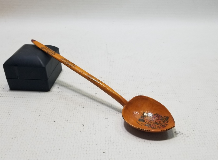 ÜZERİ TARİHLİ EL BOYAMA OSMANLI DÖNEMİ TAHTA KAŞIK