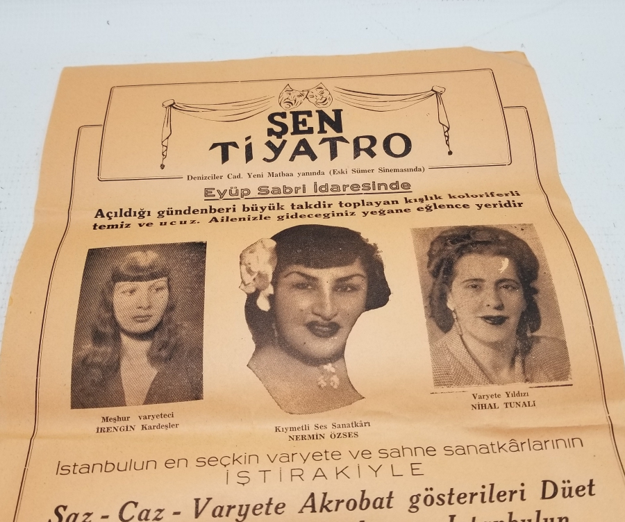 ÇOK NADİR ANTİKA ŞEN TİYATRO AFİŞİ
