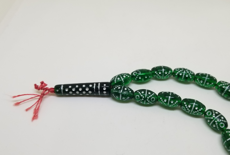 ÜZERİ GÜMÜŞ VARAKLI OSMANLI DÖNEMİ NADİR RENKTE BEYKOZ TESPİH