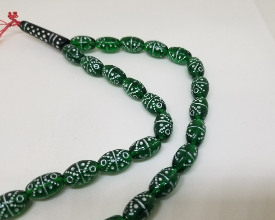 ÜZERİ GÜMÜŞ VARAKLI OSMANLI DÖNEMİ NADİR RENKTE BEYKOZ TESPİH