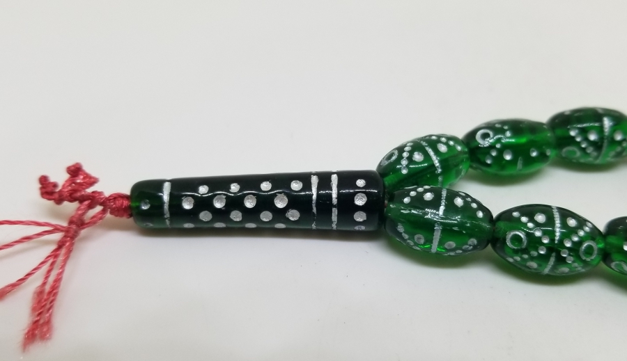 ÜZERİ GÜMÜŞ VARAKLI OSMANLI DÖNEMİ NADİR RENKTE BEYKOZ TESPİH