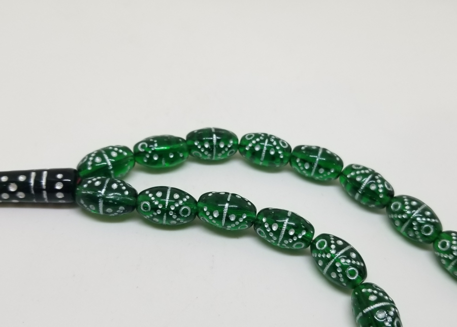 ÜZERİ GÜMÜŞ VARAKLI OSMANLI DÖNEMİ NADİR RENKTE BEYKOZ TESPİH