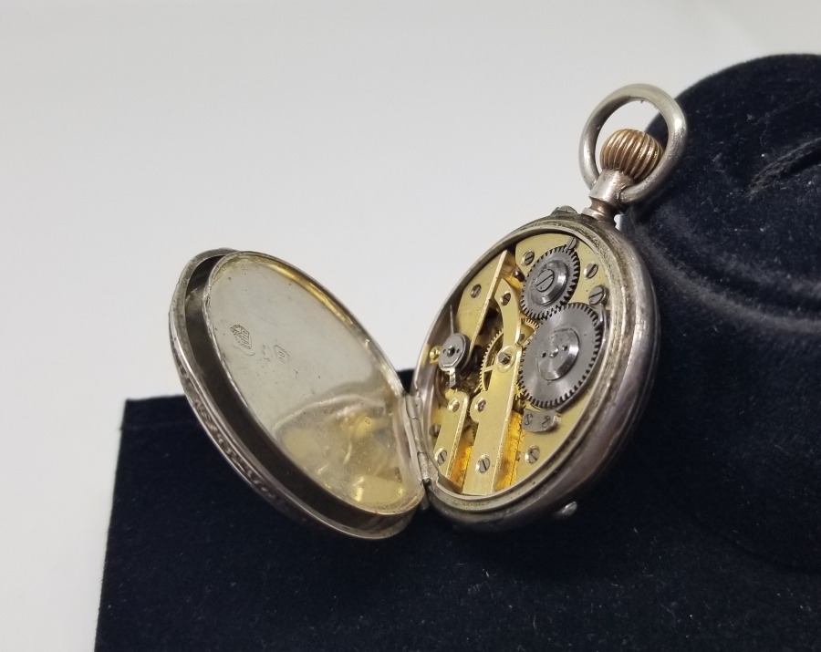 ARKASI OSMANLICA YAZILI TEYYARE CEMİYETİ HEDİYESİ ÇOK NADİR GÜMÜŞ CEP SAATİ