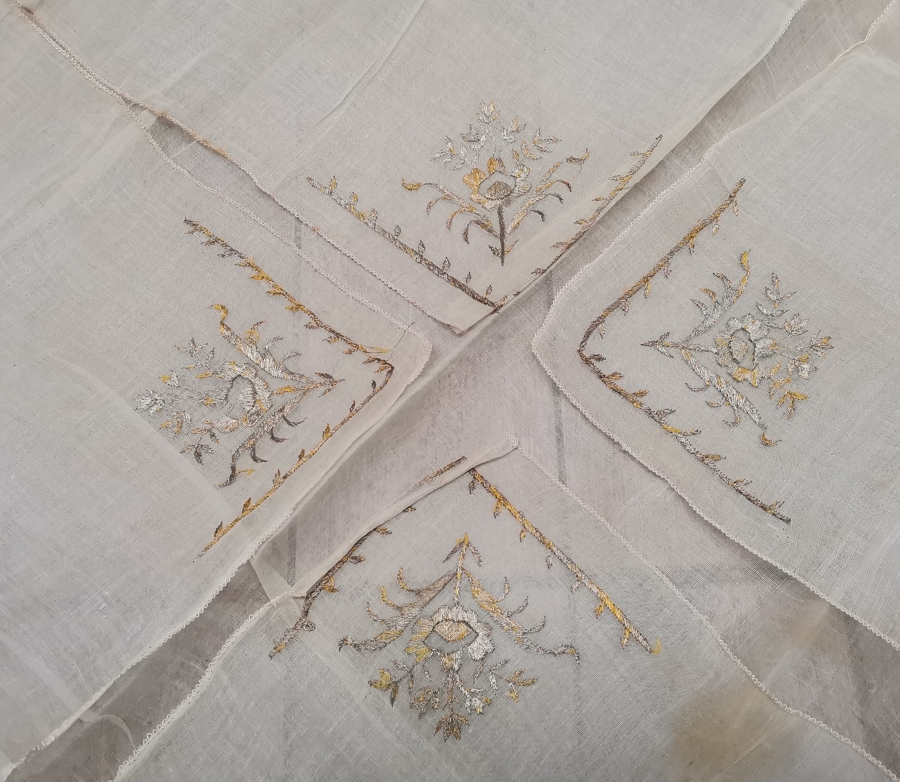 OSMANLI DÖNEMİ GÜMÜŞ SIRMA İŞÇİLİKLİ NADİR İPEK ÇEVRE