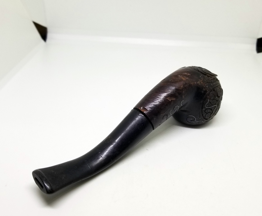 ÜZERİ GÜMÜŞ ÇAKMA İŞÇİLİKLİ VE OSMANLICA YAZILI OSMANLI DÖNEMİ AFYON PİPO