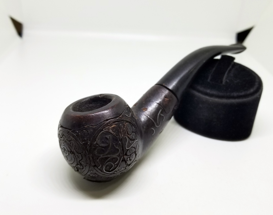 ÜZERİ GÜMÜŞ ÇAKMA İŞÇİLİKLİ VE OSMANLICA YAZILI OSMANLI DÖNEMİ AFYON PİPO