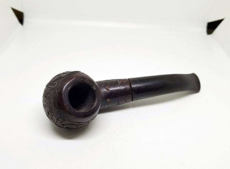 ÜZERİ GÜMÜŞ ÇAKMA İŞÇİLİKLİ VE OSMANLICA YAZILI OSMANLI DÖNEMİ AFYON PİPO