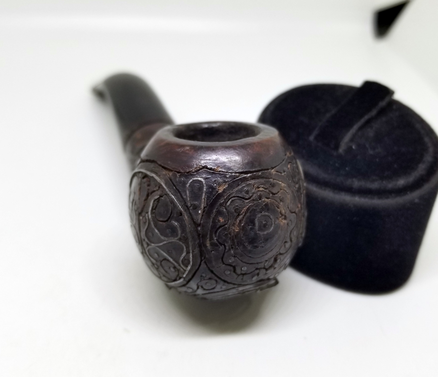 ÜZERİ GÜMÜŞ ÇAKMA İŞÇİLİKLİ VE OSMANLICA YAZILI OSMANLI DÖNEMİ AFYON PİPO