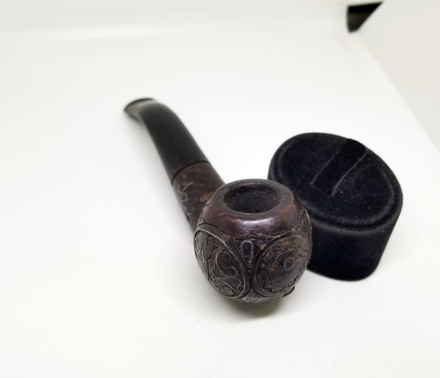 ÜZERİ GÜMÜŞ ÇAKMA İŞÇİLİKLİ VE OSMANLICA YAZILI OSMANLI DÖNEMİ AFYON PİPO