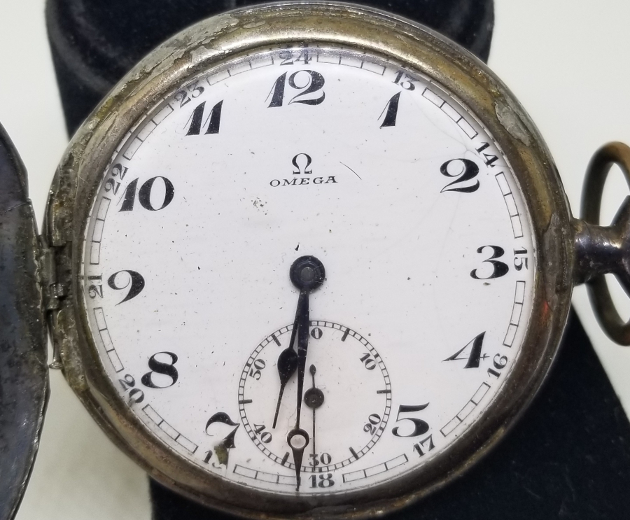 KABARTMA İŞÇİLİKLİ ANTİKA GÜMÜŞ OMEGA CEP SAATİ