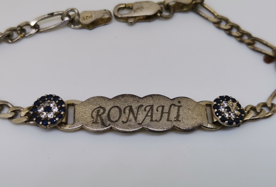 ÜZERİ İSİM YAZILI GÜMÜŞ BİLEKLİK