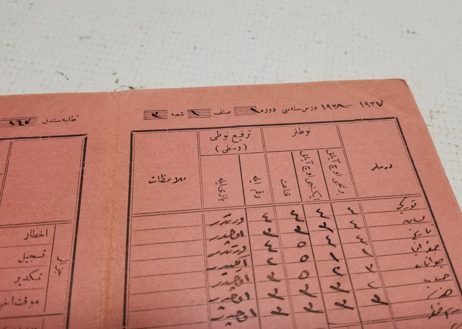 OSMANLICA YAZILI CUMHURİYET BAŞLARI OKUL KARNESİ