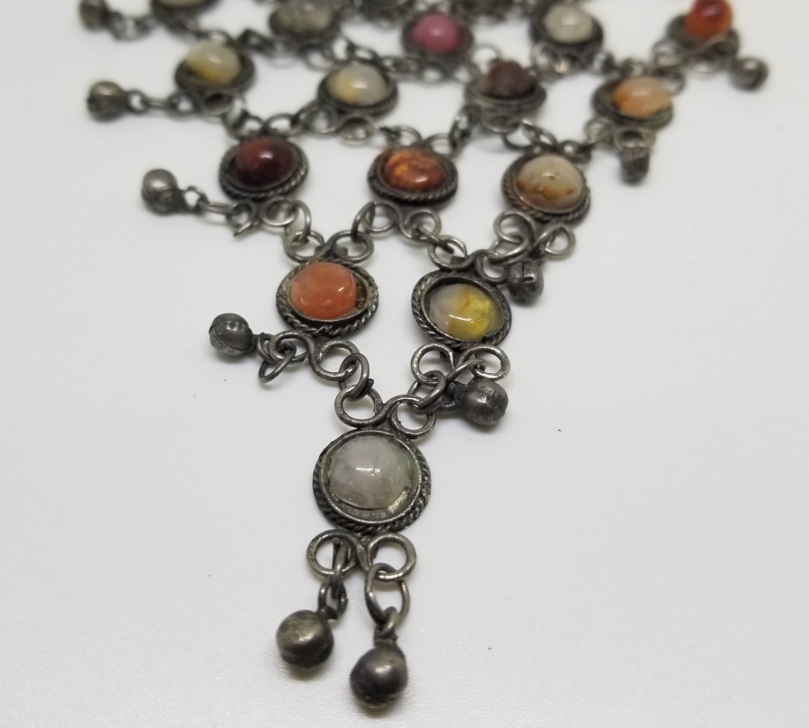 ÜZERİ DOĞAL TAŞLI GÜMÜŞ KAPLAMA BİJUTERİ GERDANLIK