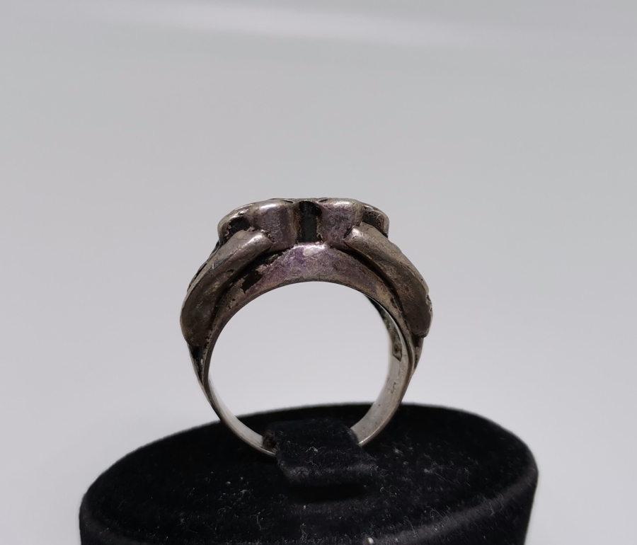 KABARTMA İŞÇİLİKLİ AY YILDIZ FİGÜRLÜ GÜMÜŞ YÜZÜK