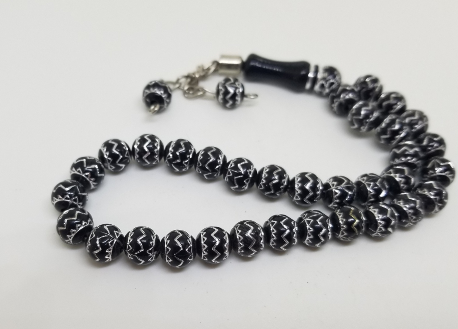 ÜZERİ GÜMÜŞ VERMEYLİ PLASTİK TESPİH