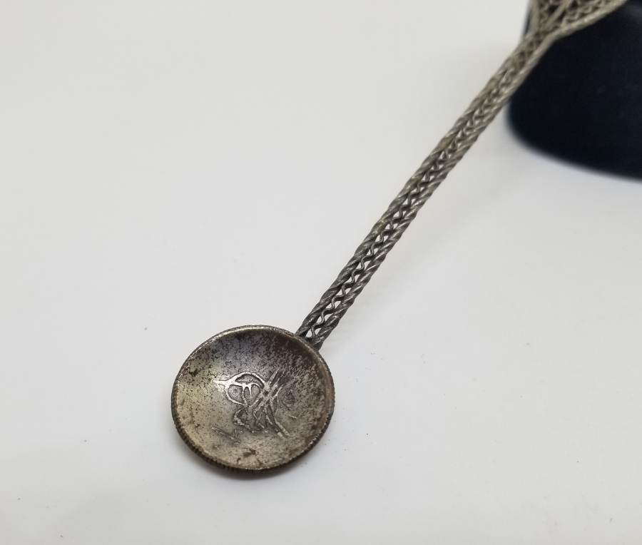 GÜMÜŞ KAPLAMA TELKARİ İŞÇİLİKLİ OSMANLI DÖNEMİ ÇAY KAŞIĞI