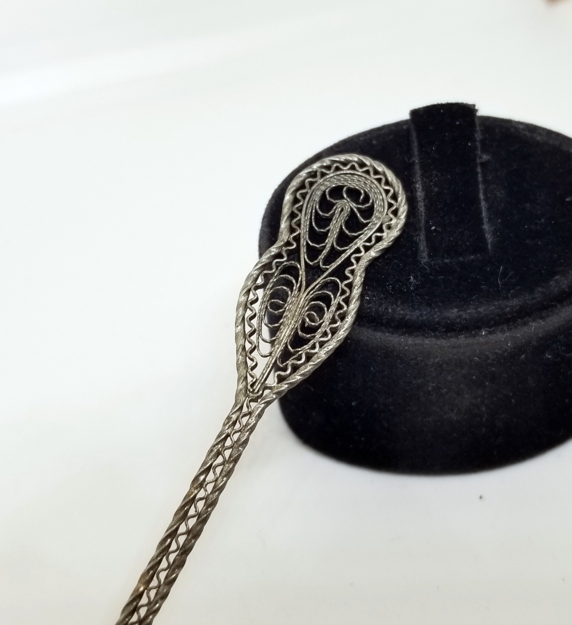 GÜMÜŞ KAPLAMA TELKARİ İŞÇİLİKLİ OSMANLI DÖNEMİ ÇAY KAŞIĞI