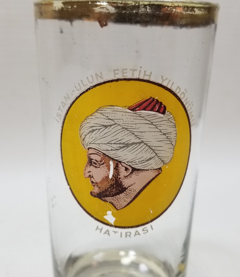 İSTANBUL'UN FETHİNİN 500. YILI ANISINA YAPILMIŞ ALTIN VARAKLI BARDAK