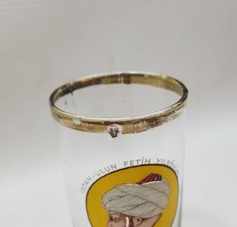 İSTANBUL'UN FETHİNİN 500. YILI ANISINA YAPILMIŞ ALTIN VARAKLI BARDAK