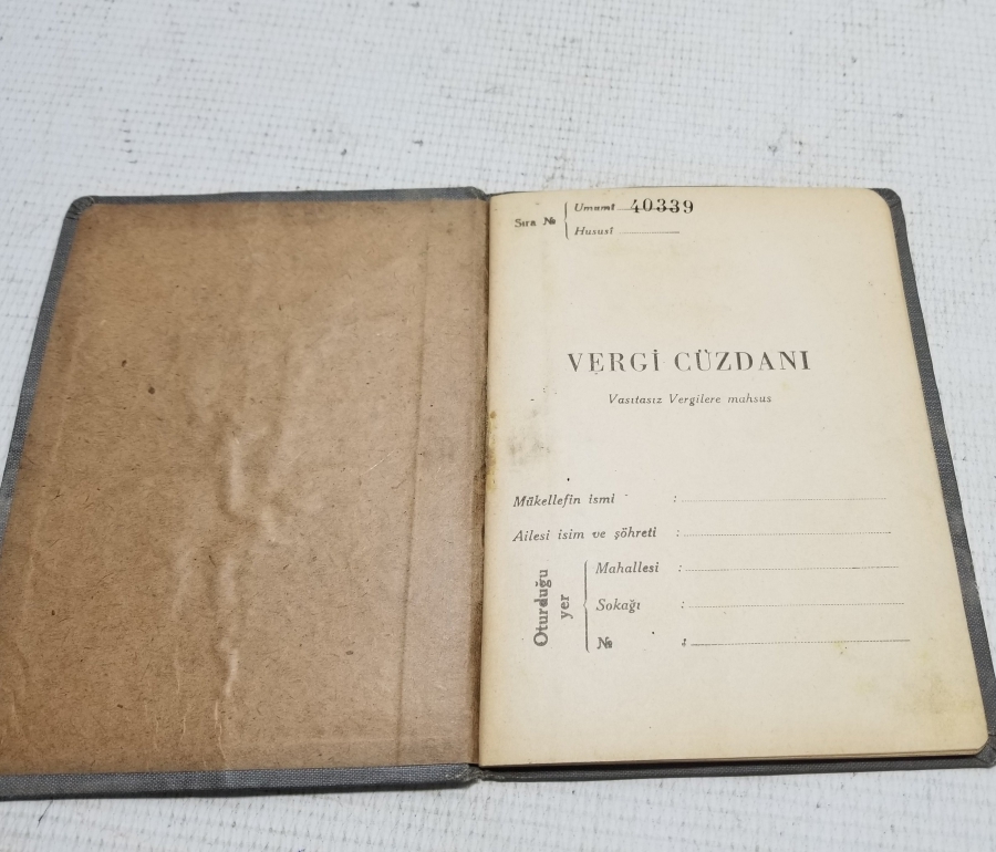 CUMHURİYET BAŞLARI ANTİKA VERGİ CÜZDANI