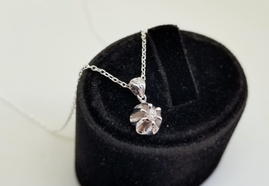 PIRLANTA TAŞLI ÖZEL YAPIM GÜMÜŞ KOLYE UCU