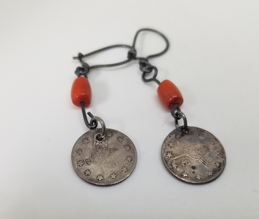 MERCANLI VE OSMANLI PARALI ÖZEL YAPIM GÜMÜŞ KÜPE