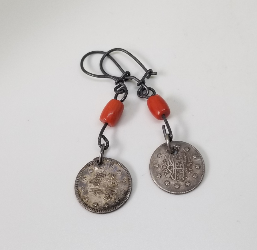 MERCANLI VE OSMANLI PARALI ÖZEL YAPIM GÜMÜŞ KÜPE