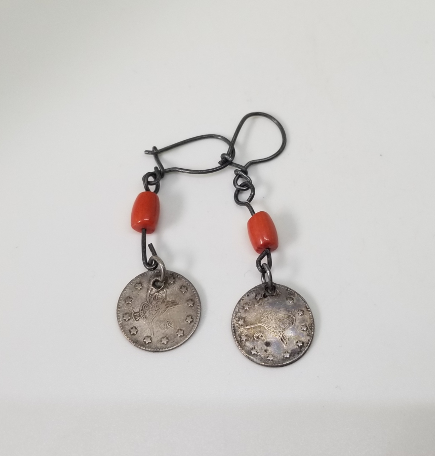 MERCANLI VE OSMANLI PARALI ÖZEL YAPIM GÜMÜŞ KÜPE