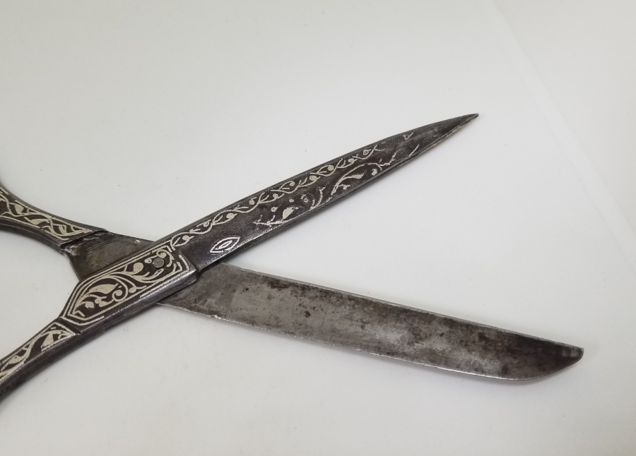 TAMAMI GÜMÜŞ ÇAKMA İŞÇİLİKLİ OSMANLI DÖNEMİ NADİR HATTAT MAKASI