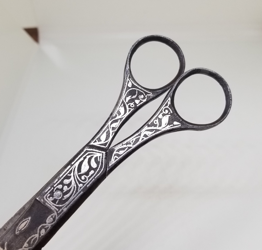 TAMAMI GÜMÜŞ ÇAKMA İŞÇİLİKLİ OSMANLI DÖNEMİ NADİR HATTAT MAKASI