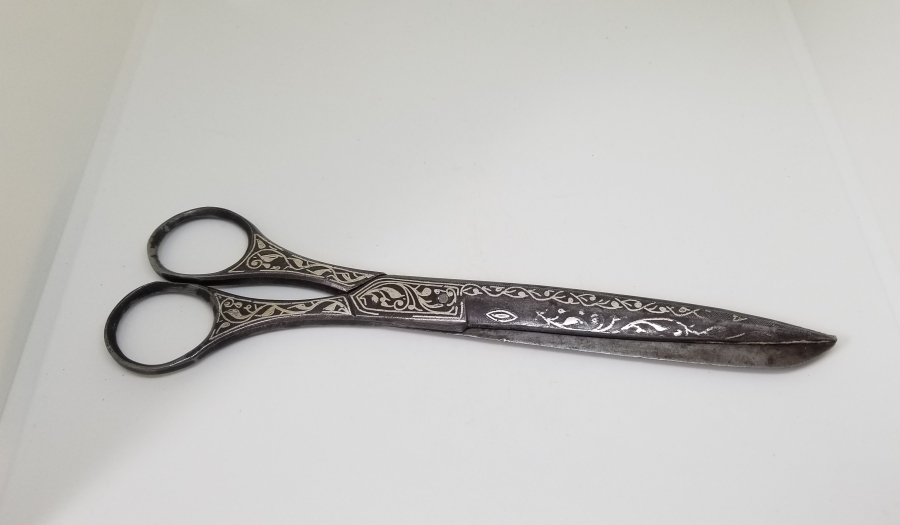 TAMAMI GÜMÜŞ ÇAKMA İŞÇİLİKLİ OSMANLI DÖNEMİ NADİR HATTAT MAKASI