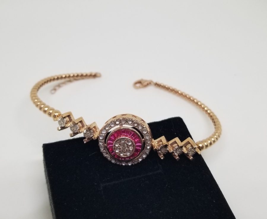 ELMAS VE YAKUT TAŞLI ÖZEL YAPIM BİLEKLİK