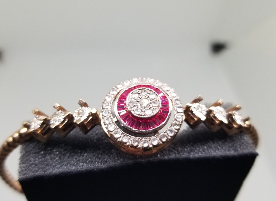 ELMAS VE YAKUT TAŞLI ÖZEL YAPIM BİLEKLİK