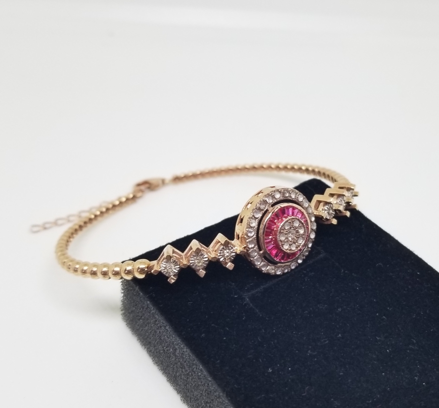 ELMAS VE YAKUT TAŞLI ÖZEL YAPIM BİLEKLİK